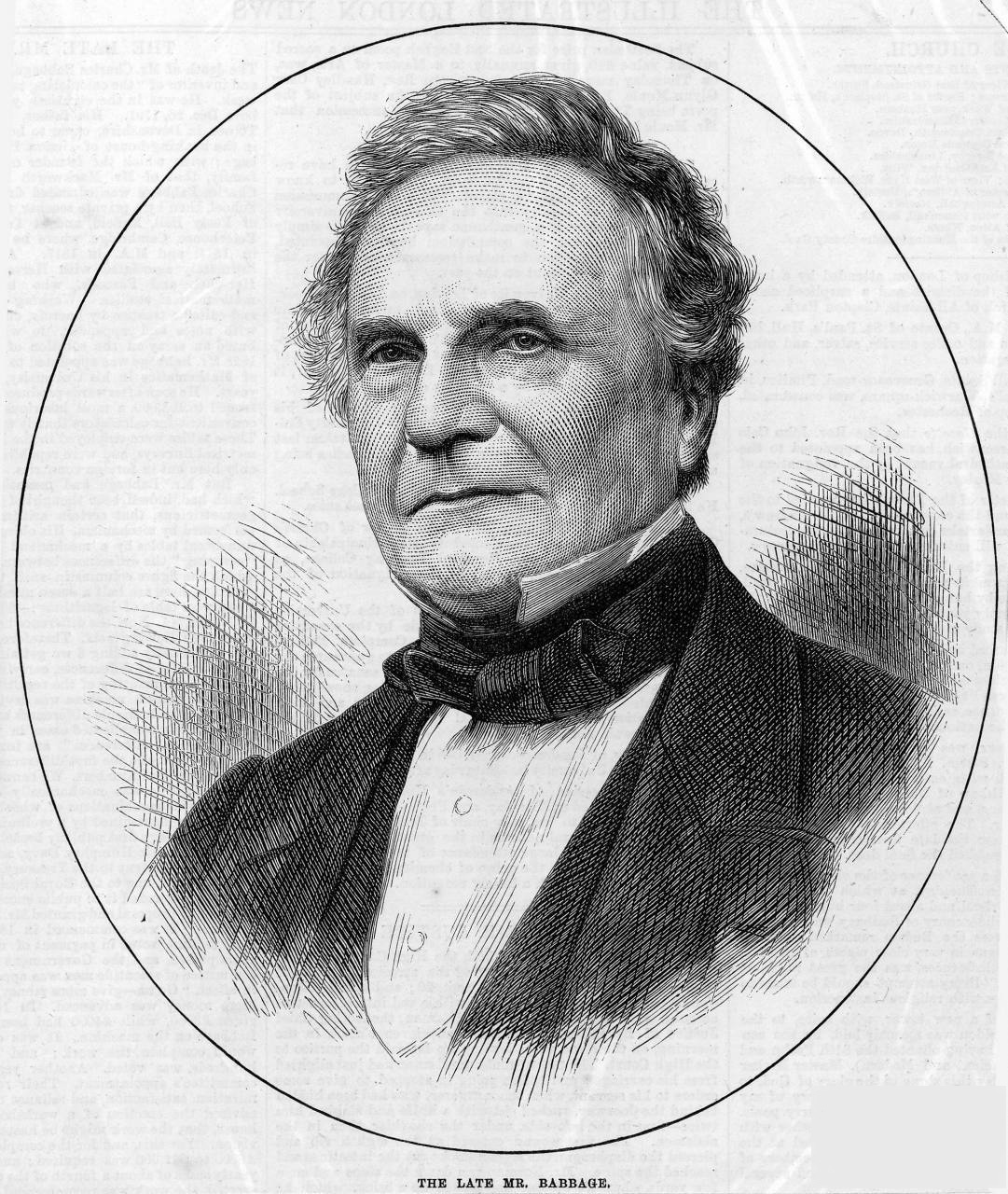 Charles Babbage in an 1871 obituary portrait, reproduced from the Illustrated London News.